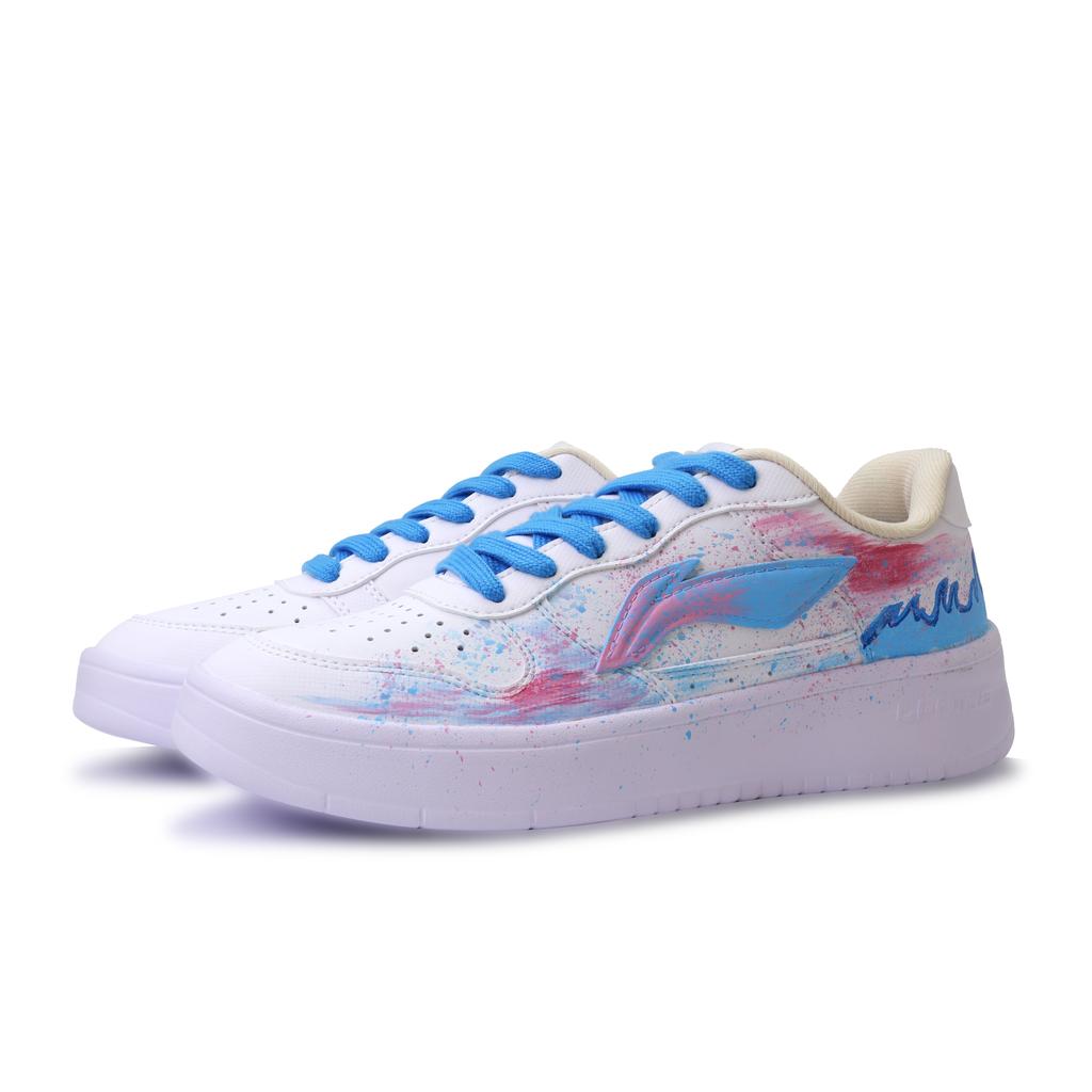 Li Ning Floating Boat Abrasion Resistant Breathable Low top Skateboard Shoes Unisex White Pink Blue AGCS420-6(Team1218-)