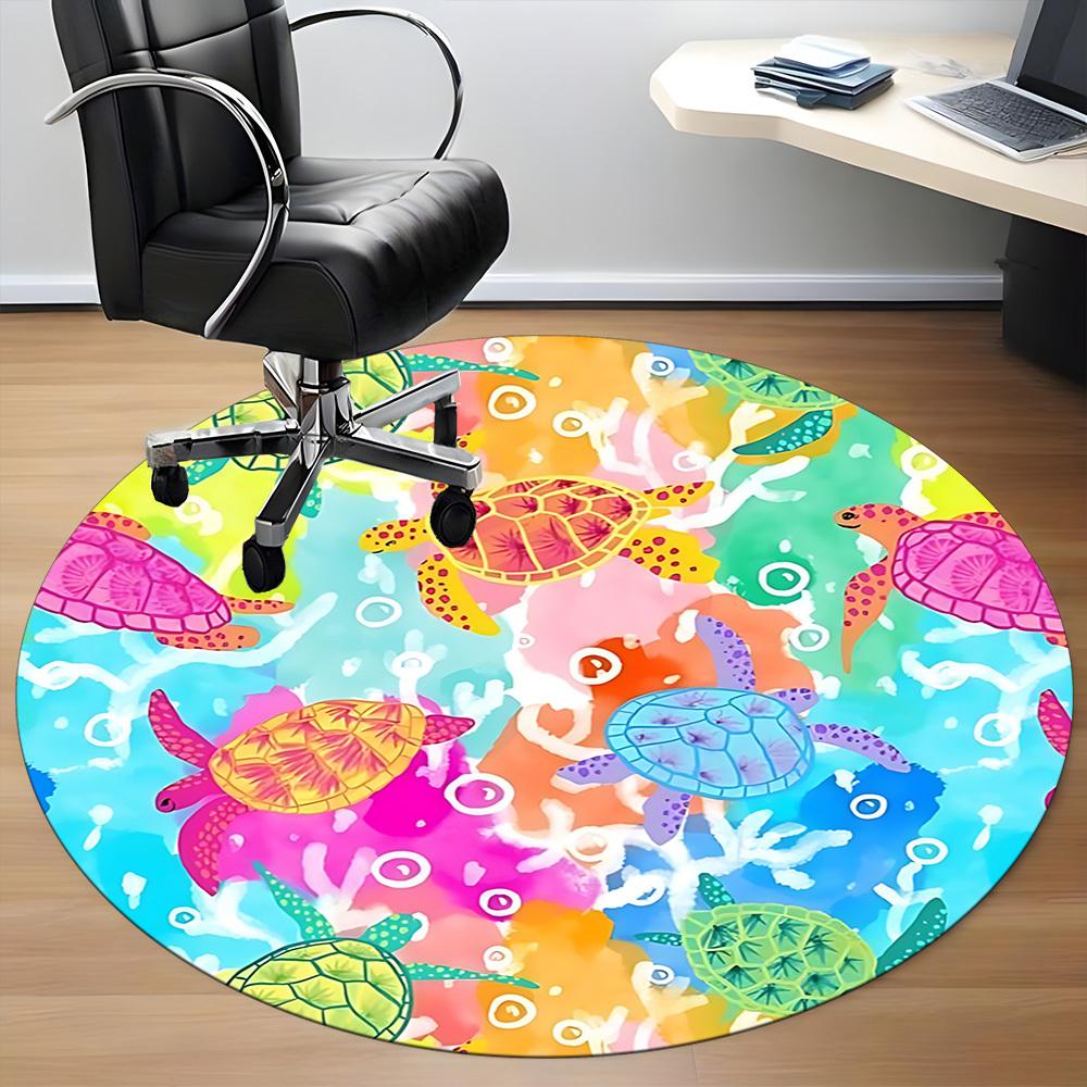 1pc Turtles, Ocean Chair Carpet for Office, Non slip, Soft and Durable Office Rug