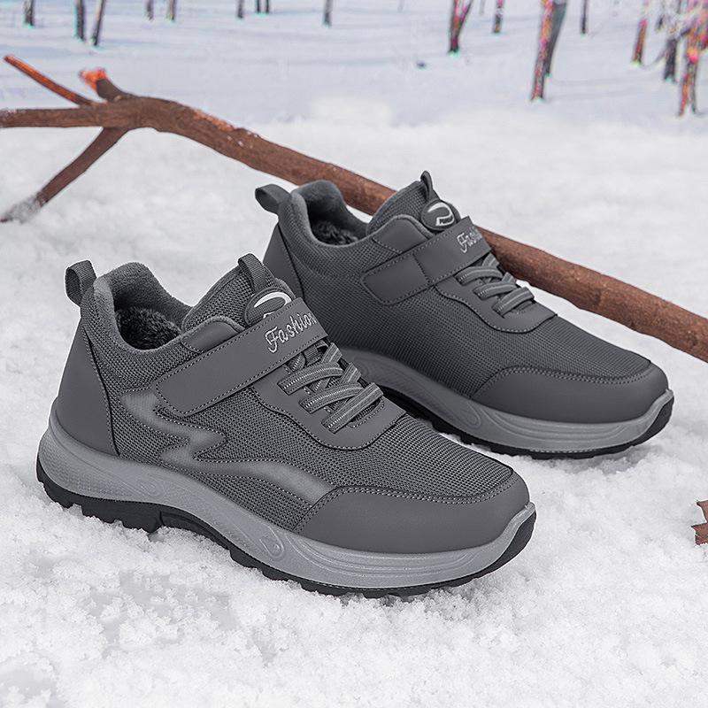 Fleece warm medium waterproof and non-slip cotton shoes winter outdoor wear-resistant lightweight snow boots high-top cold-resistant men's shoes