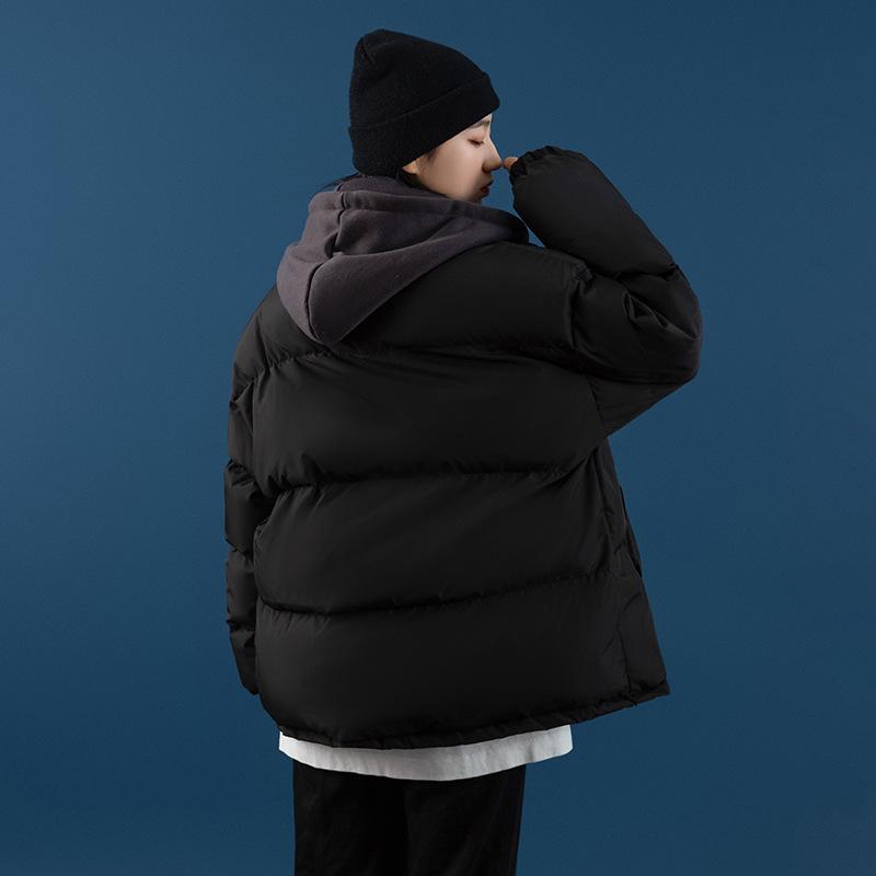 New Fake Two Thick Cotton-padded Jacket Short Cotton-padded Jacket Female Winter Hooded Students Casual Cotton-padded Jacket Coat.