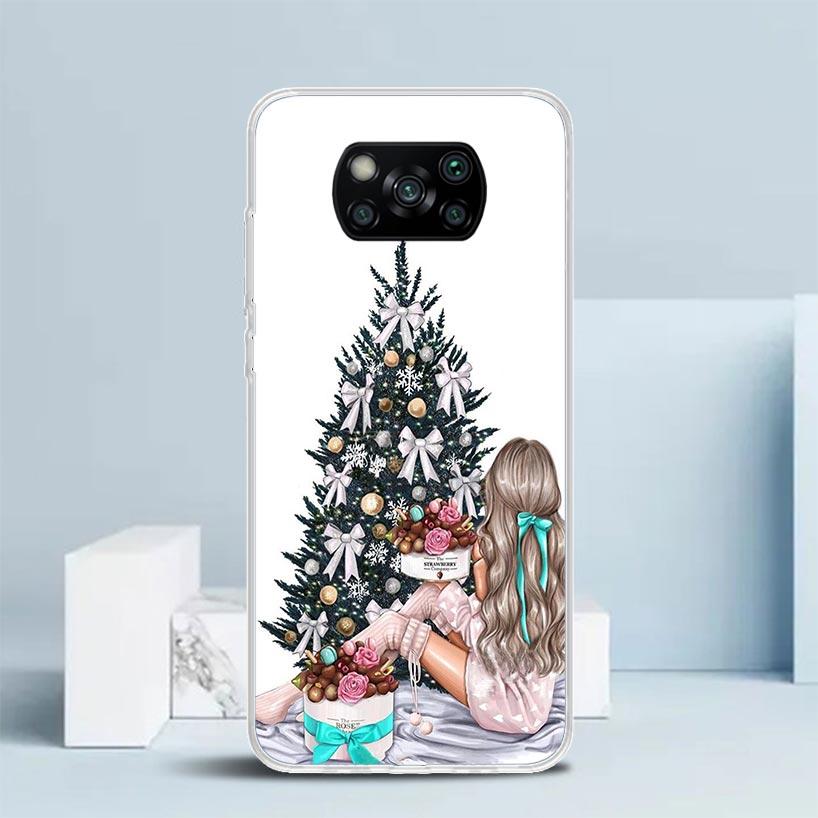 Christmas Art Girls Coffee Phone Case For Xiaomi Poco F7 Ultra X5 X6 X7 Pro M7 Redmi 15C 15 13C 13 12C 12 10C 10 10A 9 9C 9A 9T