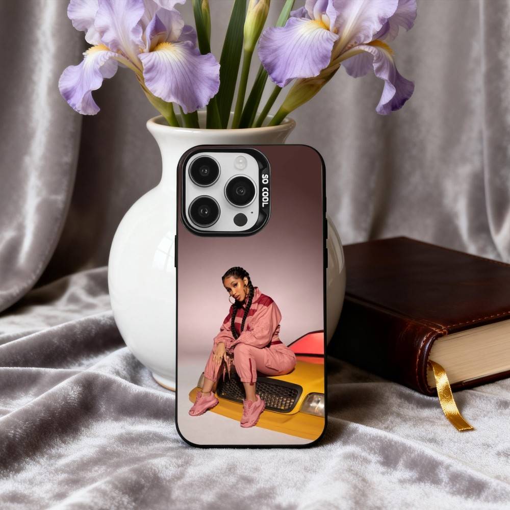 Confident C-Cardi B Singer Phone Case For iPhone17,16,15,14,13,12,11 Plus,Pro Max Black Candy silver phone case