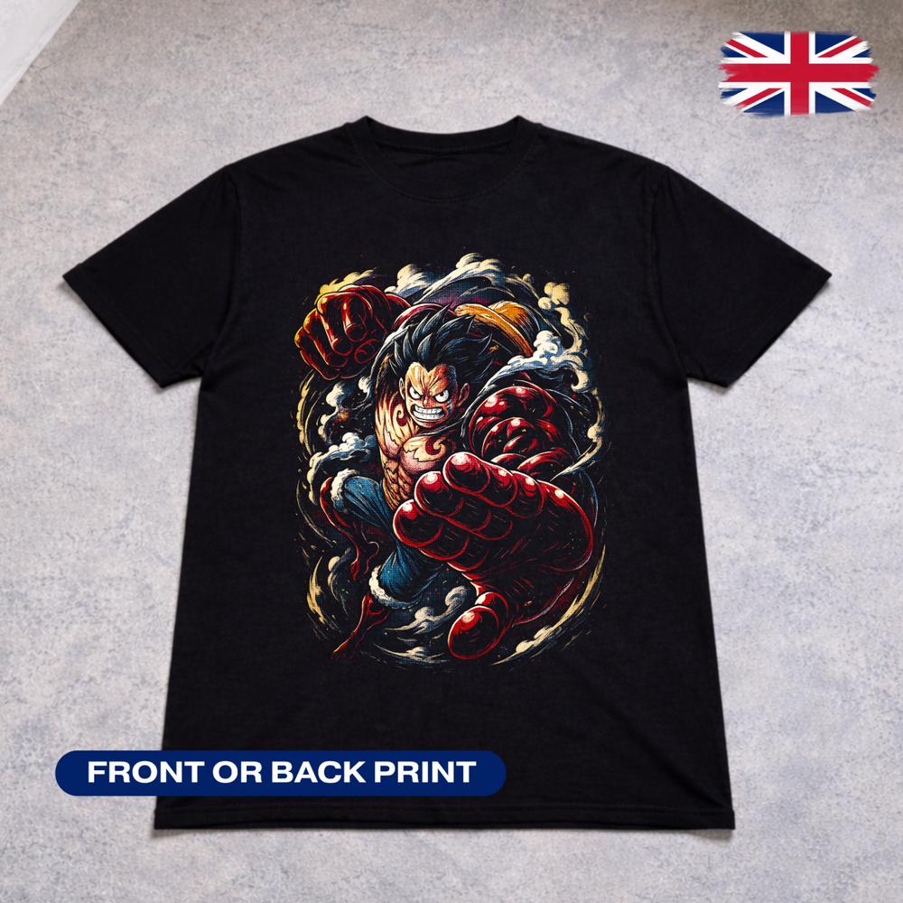 One Piece Luffy Gear 4 T Shirt Anime Pirate King Tee Monkey D Luffy Adults Kids 2XL
