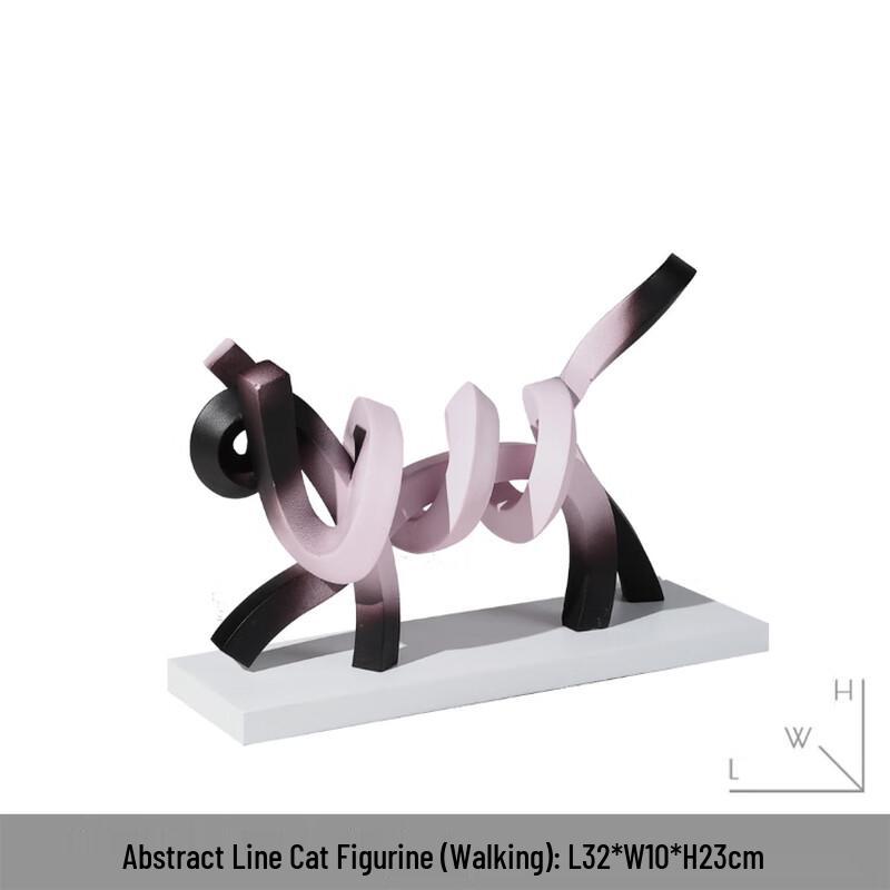 Abstract Line Art Cat Figurine