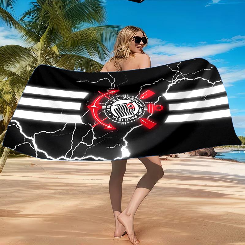 Sportverein Fußballwappen Bedrucktes Mikrofaser-Strandtuch, Weich und Saugfähig, Schnelltrocknend, Ideal für Sommerreisen, Strand-Essential, Schwimmbad
