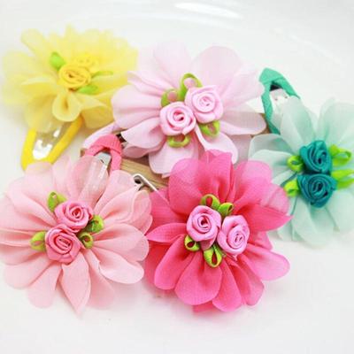 2Pcs Kids Girls Chiffon Flowers Hair Clip Barrettes Hairpin Headdress Hair Band