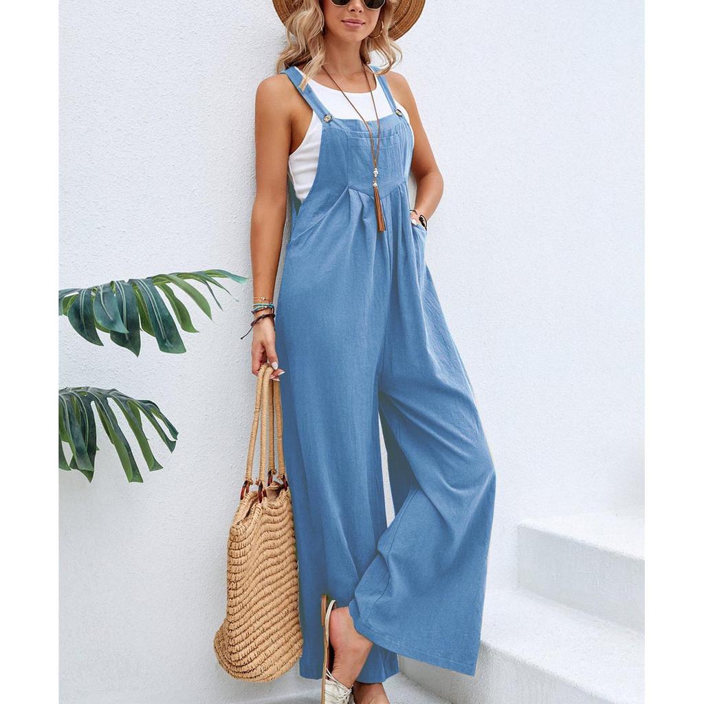Kadın Bol Kesim Moda Tulum Geniş Bacak Bol Salopet Tulum Salopet Yaz Tulum Rahat Şık Tulum Yaz