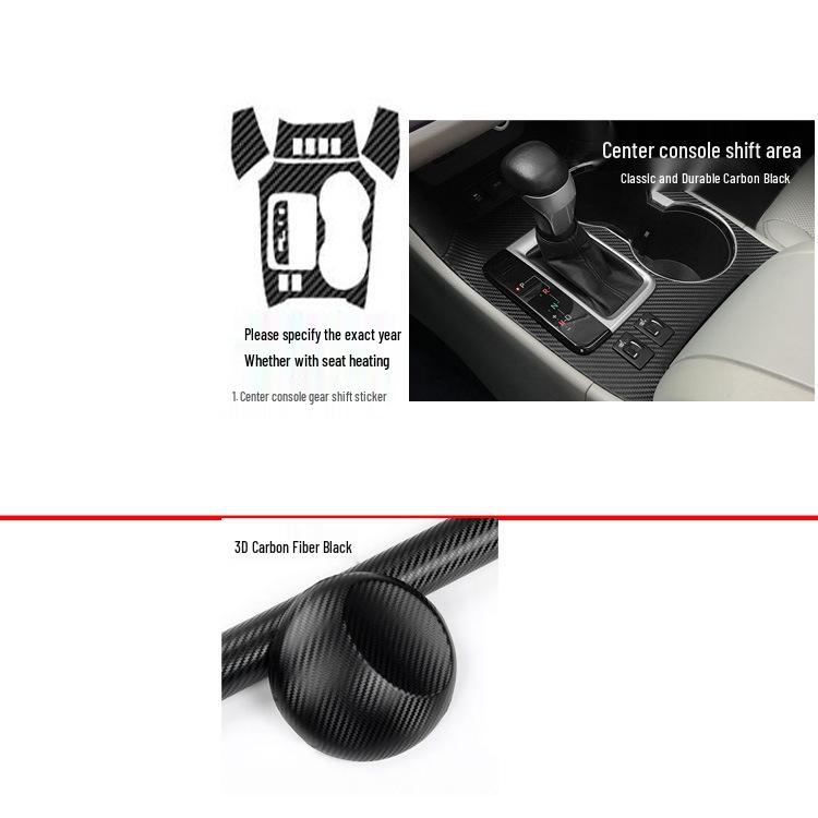 15-20 Highlander Carbon Fiber Center Console Gear Stickers - Molded, Color-Changing Decorative Film