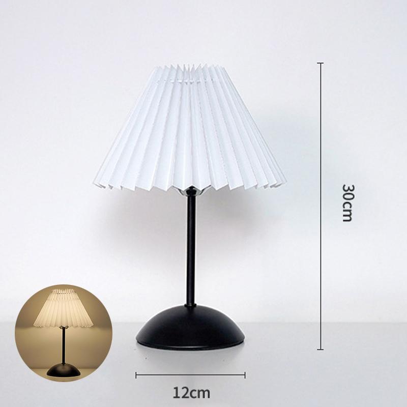 Nordic Bedroom Bedside Desk Lamp Home Fabric Lampshade Dining Bar Table Lamps USB Pleated Atmosphere Light Indoor Decoration