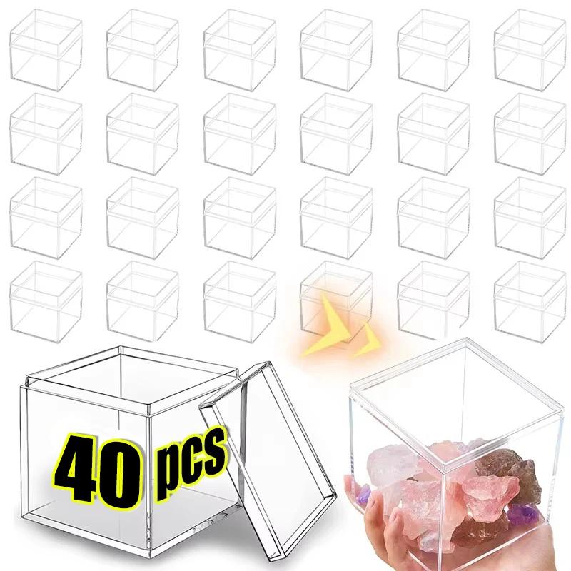 1-50pcs Transparent Acrylic Boxes With Cover Plastic Organizer Gift Packing Box Food Candy Storage Container For Home Display
