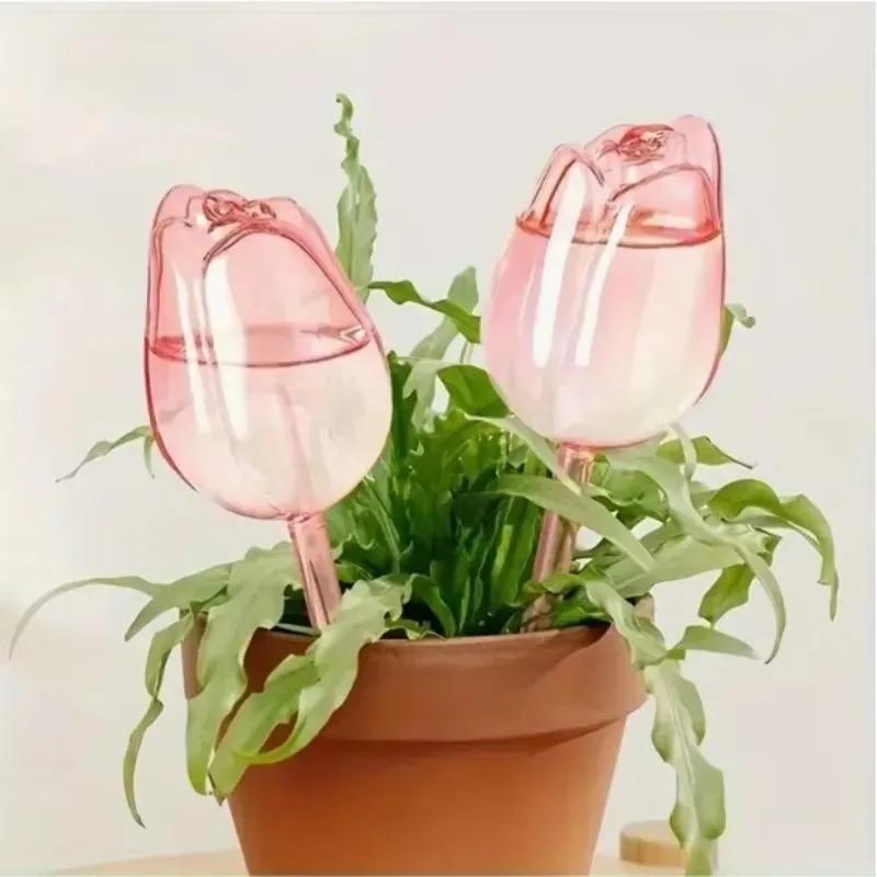 1/8Pcs Pink Tulip Plant Watering Balls, Automatic Plant Waterers Drippers, Self-Watering Globes for Indoor & Outdoor Plants