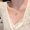 Anenjery Pink Zircon Pinecone Cross Pendant Necklace for Women New High End Sweet Exquisite Clavicle Chain Jewelry Gift
