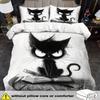3pcs Cute Funny Black Cat Ptinted Bedding Set Cozy Duvet Cover Set King Queen Twin Single Size Birthday Gift Bedroom Decoration