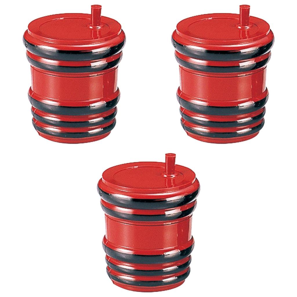 Set of 3 Barrel Shichimi Containers with Vermilion and Black Cord X Condiment ABS Setomonohonpo [A] [6 6.5cm] Plates, Resin,