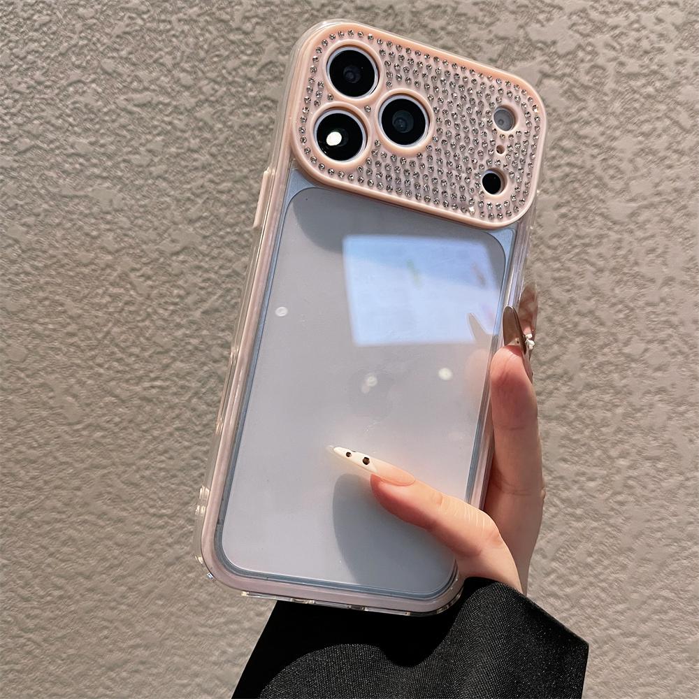 Acrylic Sparkling Diamond Big Window for For Iphone 16 1 14 13 17 Pro Max With Camera Protection Shine High Clear Back Cover