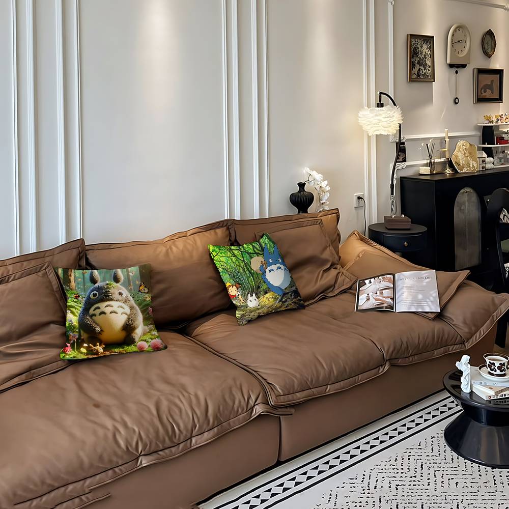 Anime M-Mein Nachbar Totoro Ahornblatt Design Kissenbezug Fröhliche Herbsternte Deko Feiertagsdeko Kissenbezug