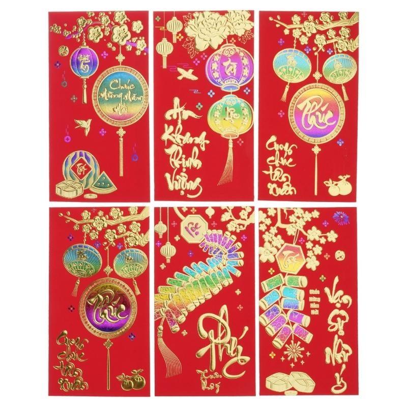 6 Vietnamese New Year Envelopes 2026 Horse Artwork Cultural Blessing Money Packages