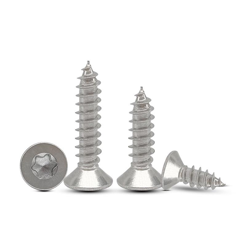 304 Stainless Steel Torx Countersunk Self-Tapping Screws, Flat Head, Star Shape, Sizes: M2-M6