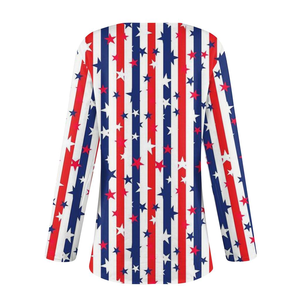 Naiste iseseisvuspäeva moodne vabaaja ümmargune kaelus, pikkade varrukatega ebakorrapärase värviga sobiv trükitud pikkade varrukatega T-särk