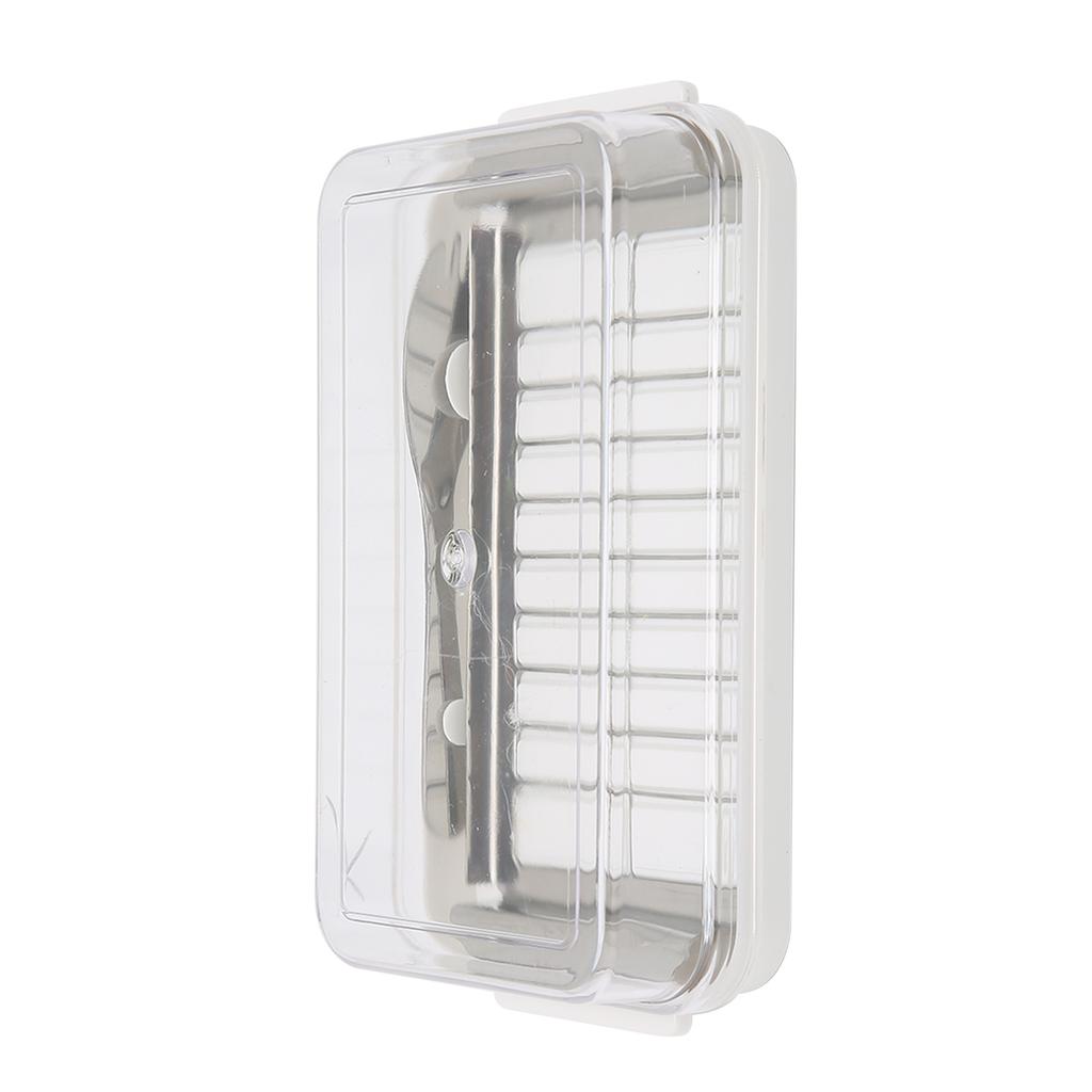 Stainless Steel Butter Cutter Box Cheese Storage Container with Transparent Cover for KitchenWhite