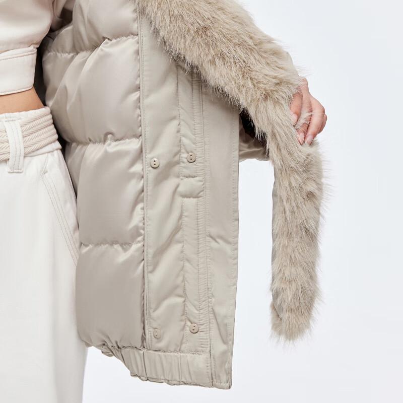 ONLY Women's Detachable Fur Collar Down Jacket