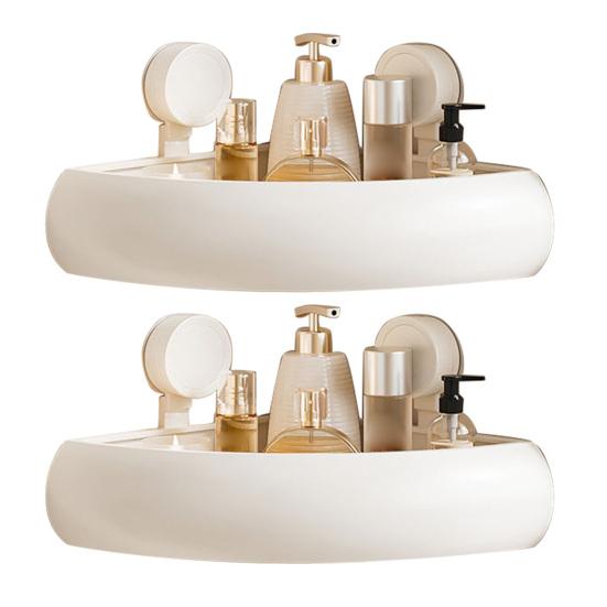Suction Cup Shower Caddy Rustproof Space Aluminum Corner Shelf with Raised