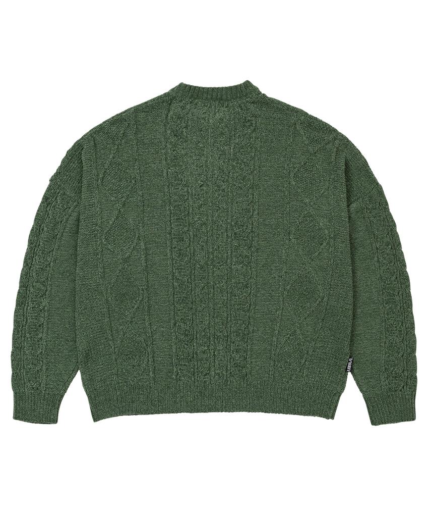 AJOBYAJO Velvet Cable Stitch Sweater [Khaki]