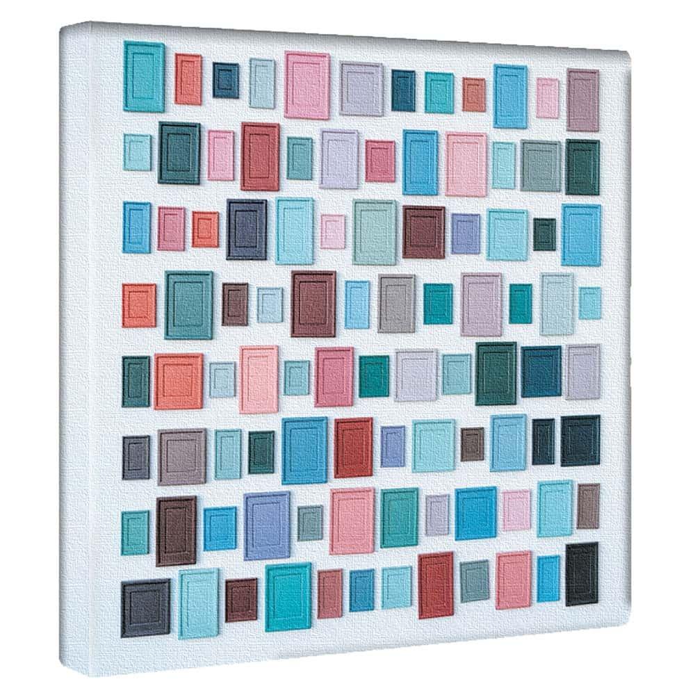 Lib Pop Colorful Art Fabric Panel 100cm Pastel Blue Canvas Wooden Frame Interior Decor