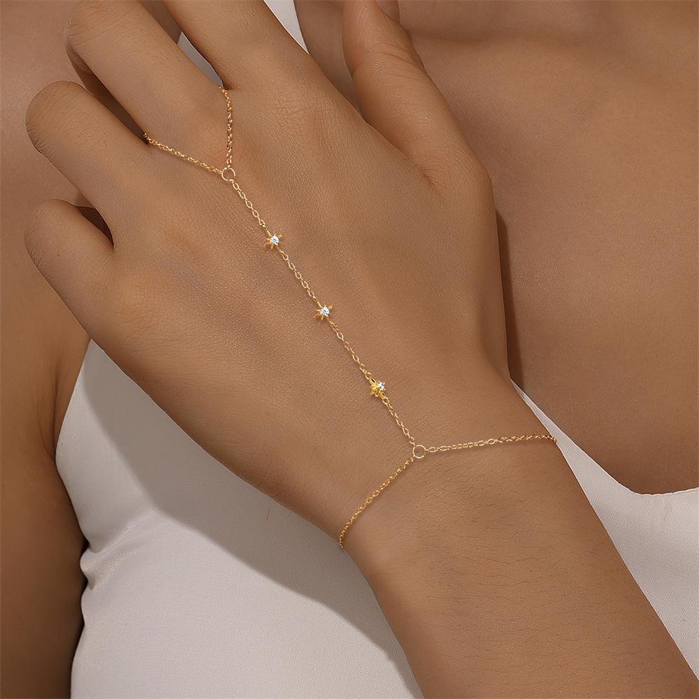 CANNER 925 Zilver Sprankelende Handketting Armbanden Voor Vrouwen INS Geometrische CZ Achtpuntige Ster Armbanden Fijne Sieraden