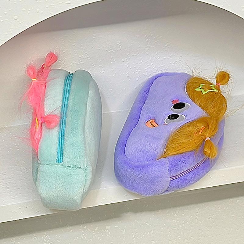 Kawaii Plush Pen Pouch Large Capacity Pencil Case Funny Stationery Storage Bags Cosmetic Pouch Packing Supplies Student Gifts