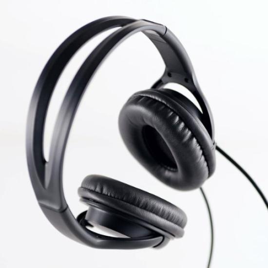 Sanwa Supply USB A Large Soft Ear Headset, Connection, Pads, Omnidirectional, Black, MM-HSUSB17BK