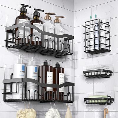 Lot de 5 supports de douche adhésifs pour rangement de salle de bain et cuisine, étagères de douche pour support de douche intérieur