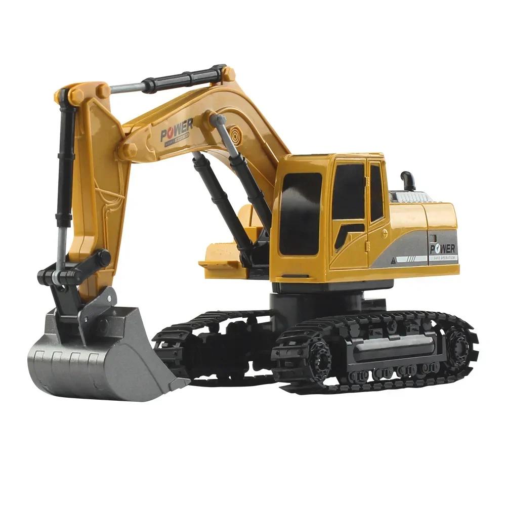 1/24 Rc Excavator Truck 6Ch 1027 Alloy Remote Control 4 Wheel Drive Lights Sound Effect One-Button 360 Rotation Kids Toys Boy