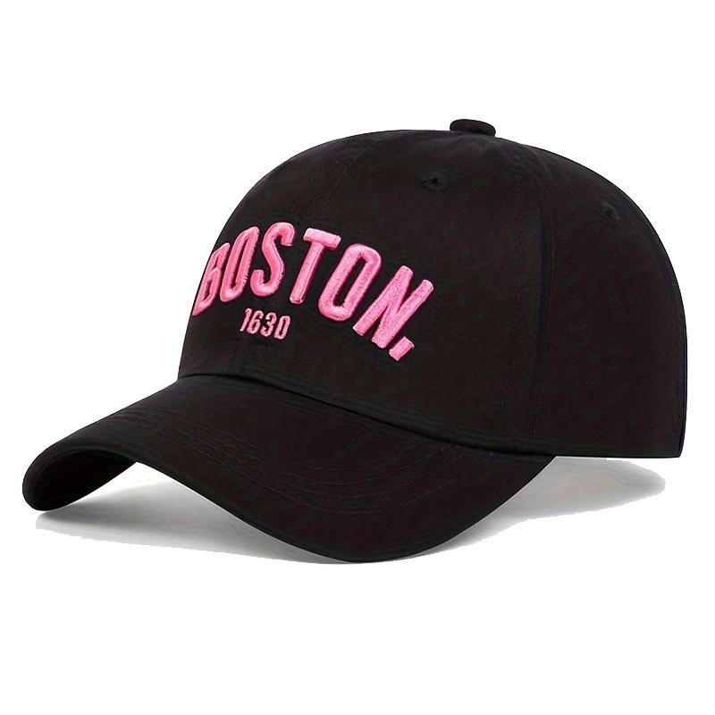 

Детская бейсболка с вышитыми буквами BOSTON, спортивная кепка для активного отдыха в стиле хип-хоп, модная кепка для защиты от солнца для мальчиков и девочек, повседневная кепка розовый/чёрный