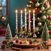 2pcs Tall Unscented Decorations Gift 10 Inch Taper Candle Seasonal Flameless Table Decors Christmas Printed