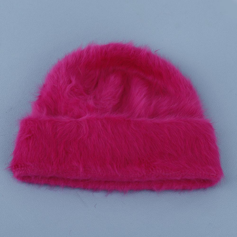 Rabbit hair Beanies hat for women autumn and winter plush cute head cap cold resistant warm furry hat