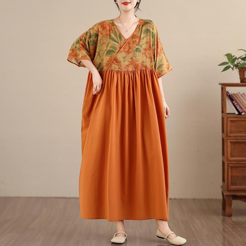 DIMANAF New 2026 Women Plus Size Summer Beach Lady Long Dress Loose Oversize Maxi Floral Print Fashion Holiday