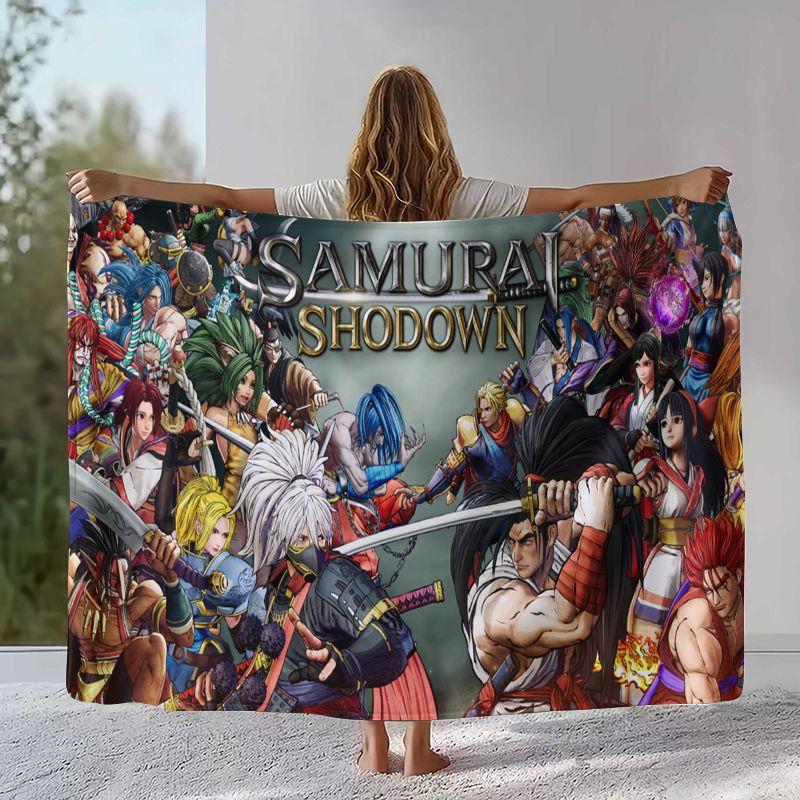 Retro Samurai Spirits Shodown Flannel Blanket,Ultra Soft Warm Plush Throw for Home Bedroom Bed Sofa Cover Office Camping Picnic