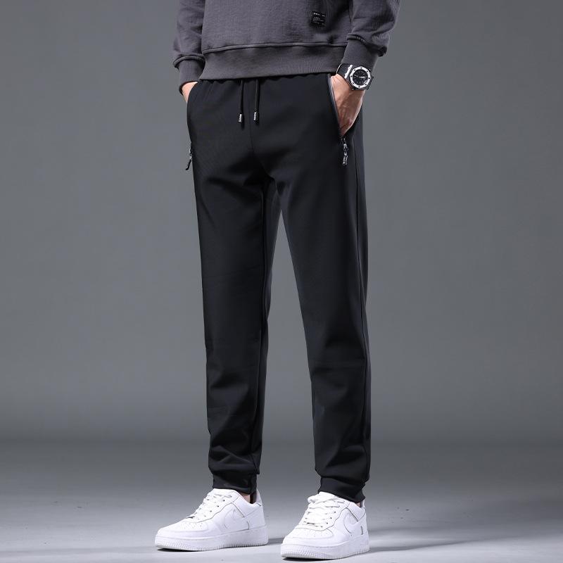 Men's Fleece Pants Casual Men's Sweatpants Loose Straight Sports Pants Autumn and Winter Warm Trousers Solid Color Versatile