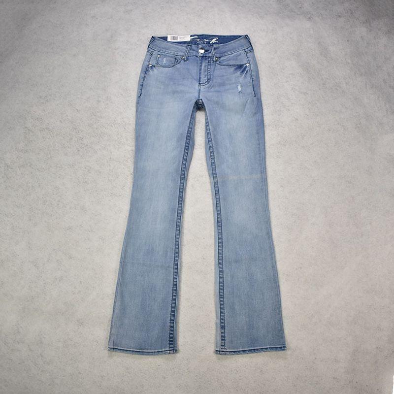 

Export Tail Single Mid-Waist Hole Slightly Flared Jeans Light Blue US4