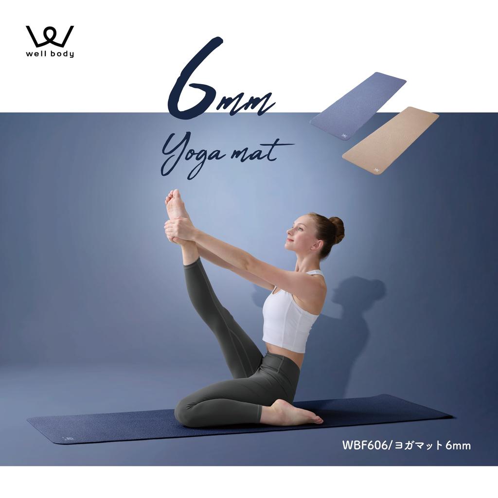 ALINCO Yoga Mat, 6mm, for Strength Training, Stretching, and Yoga (WBF606T)