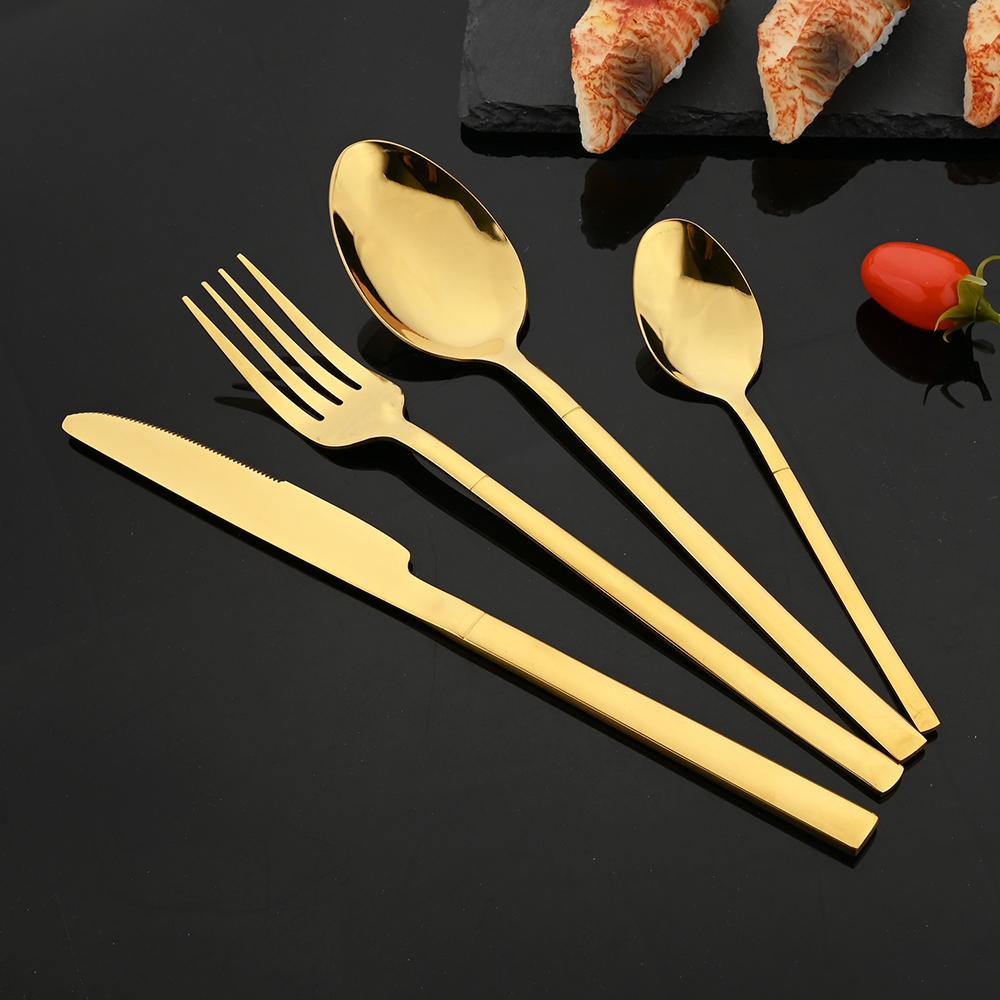 16Pcs Rainbow Dinnerware Stainless Steel Cutlery Set Western Knife Fork Spoon Dinner Flatware Set Kitchen Silverware Tableware