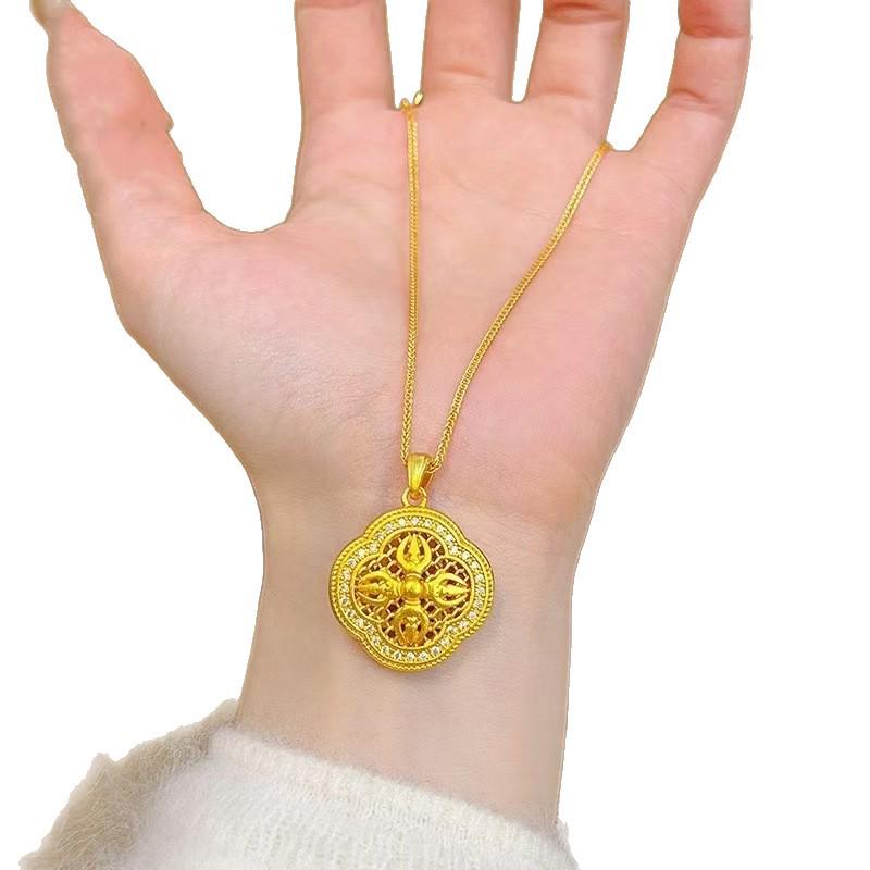 Gold Heritage Series: Four-Leaf Clover & Vajra Pendant Necklace for Women