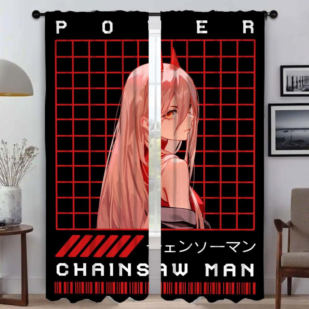 Shades Chainsaw Girl Blackout Curtains for Living Room Curtain Halloween Decoration Home Interior Curtains 2 Pieces Partition