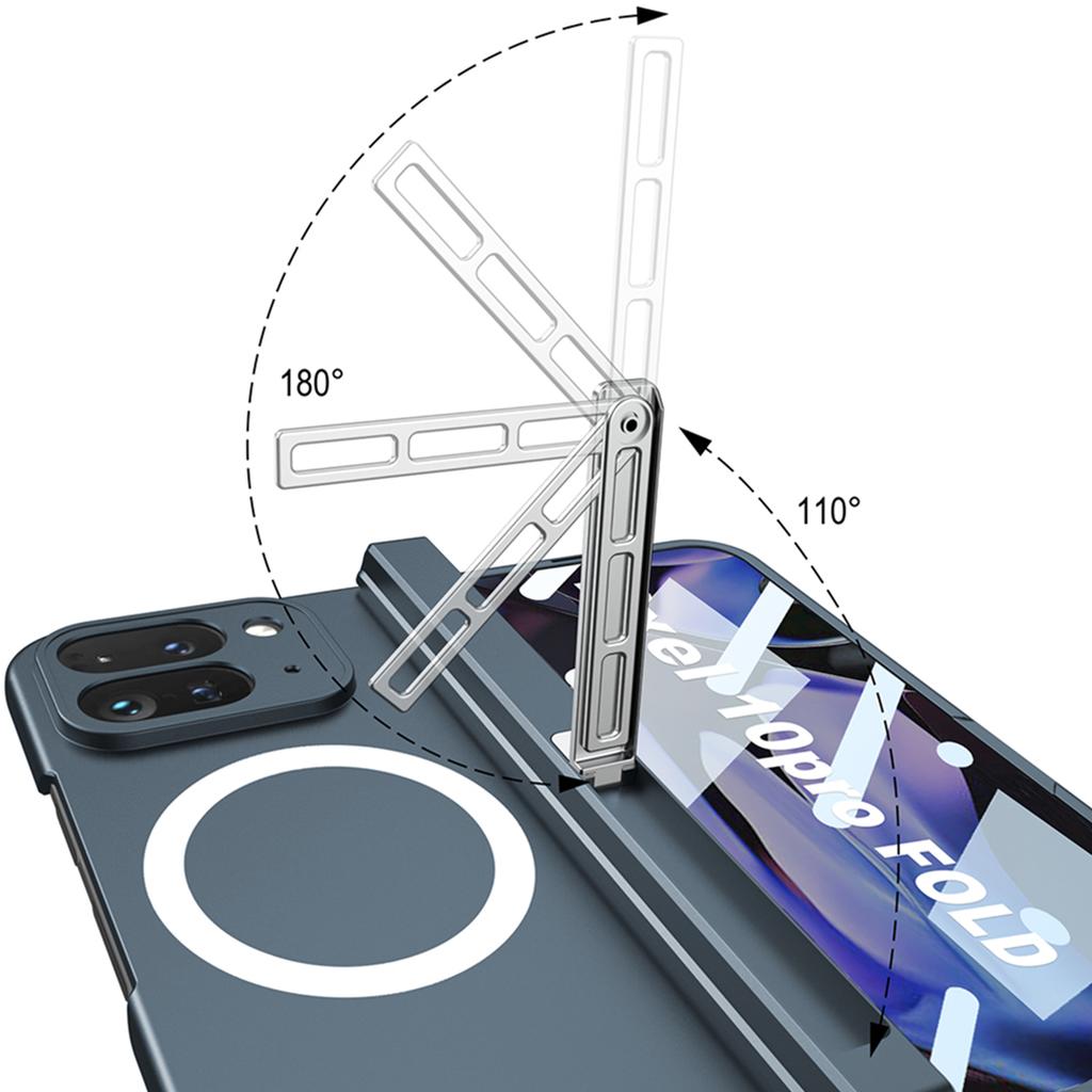 GKK For Google Pixel 10 Pro Fold Magnetic Case Hinge Protection PC+Tempered Glass Kickstand Phone Cover