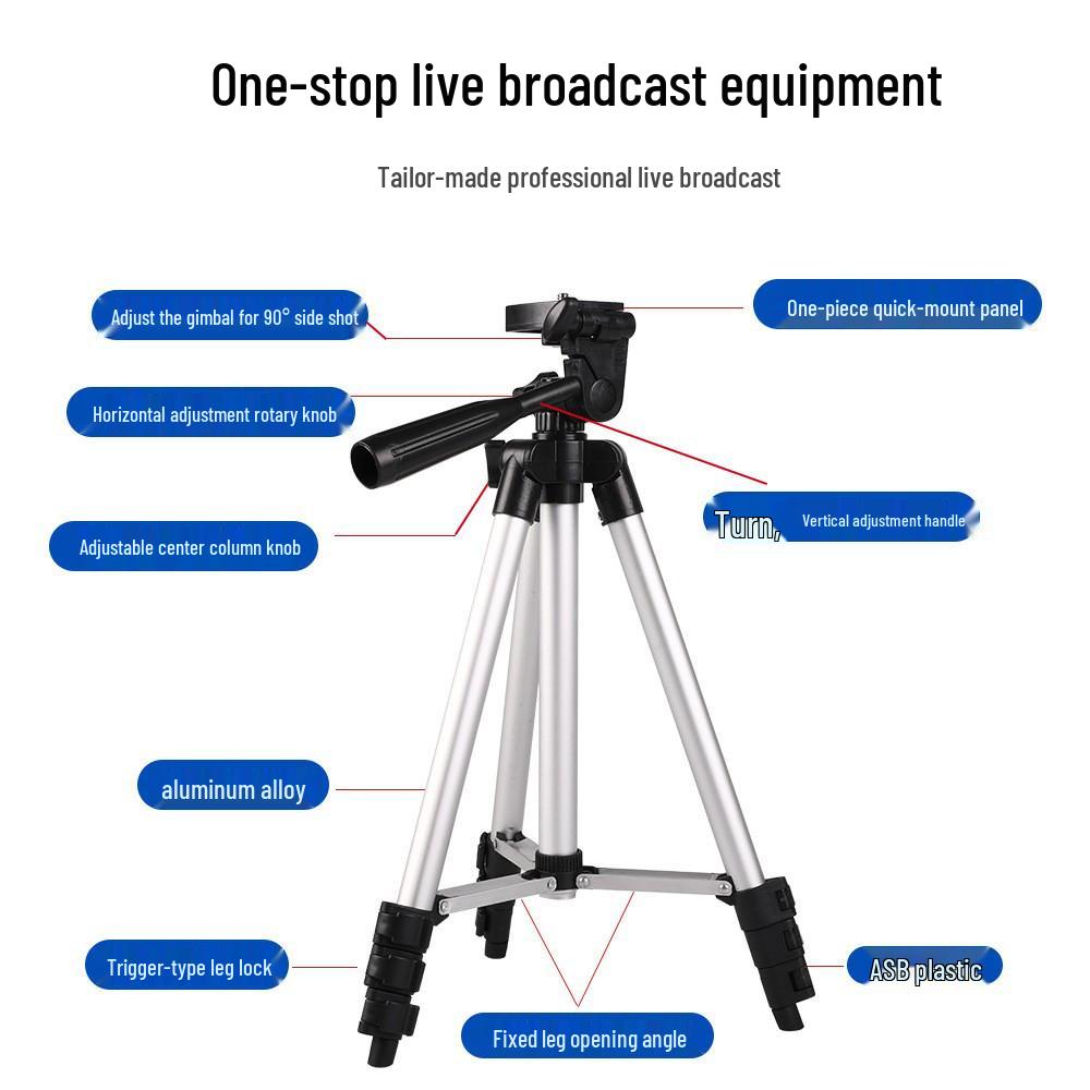 Aluminum Mobile Phone Holder & Projector Stand with Remote Control Tripod for Outdoor Shooting & Live Streaming