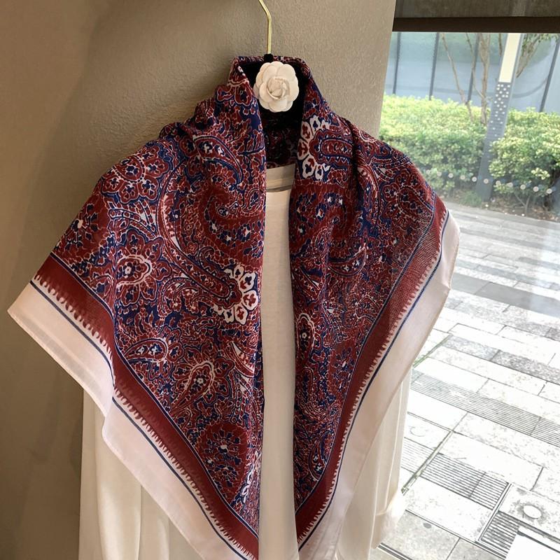 Elegant Square Scarf Women Lightweight Cotton Wrap Shawl UV Protection Stylish Boho Fall Winter