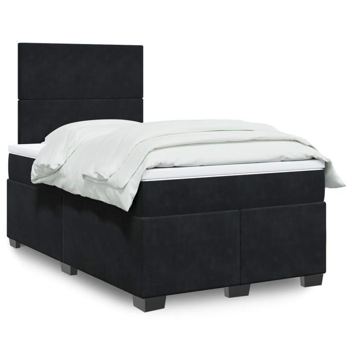 VidaXL Sommier à lattes de lit avec matelas noir 120x190 cm velours, lit, lit à plate-forme, lit à panneaux, meuble de 3293154