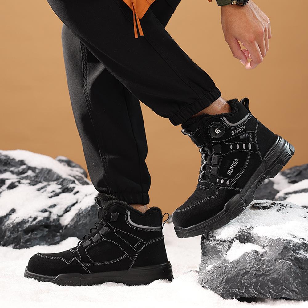 Anti-static shoes gas station winter velvet warm high-top smart buckle safety shoes wear-resistant comfortable protective shoes