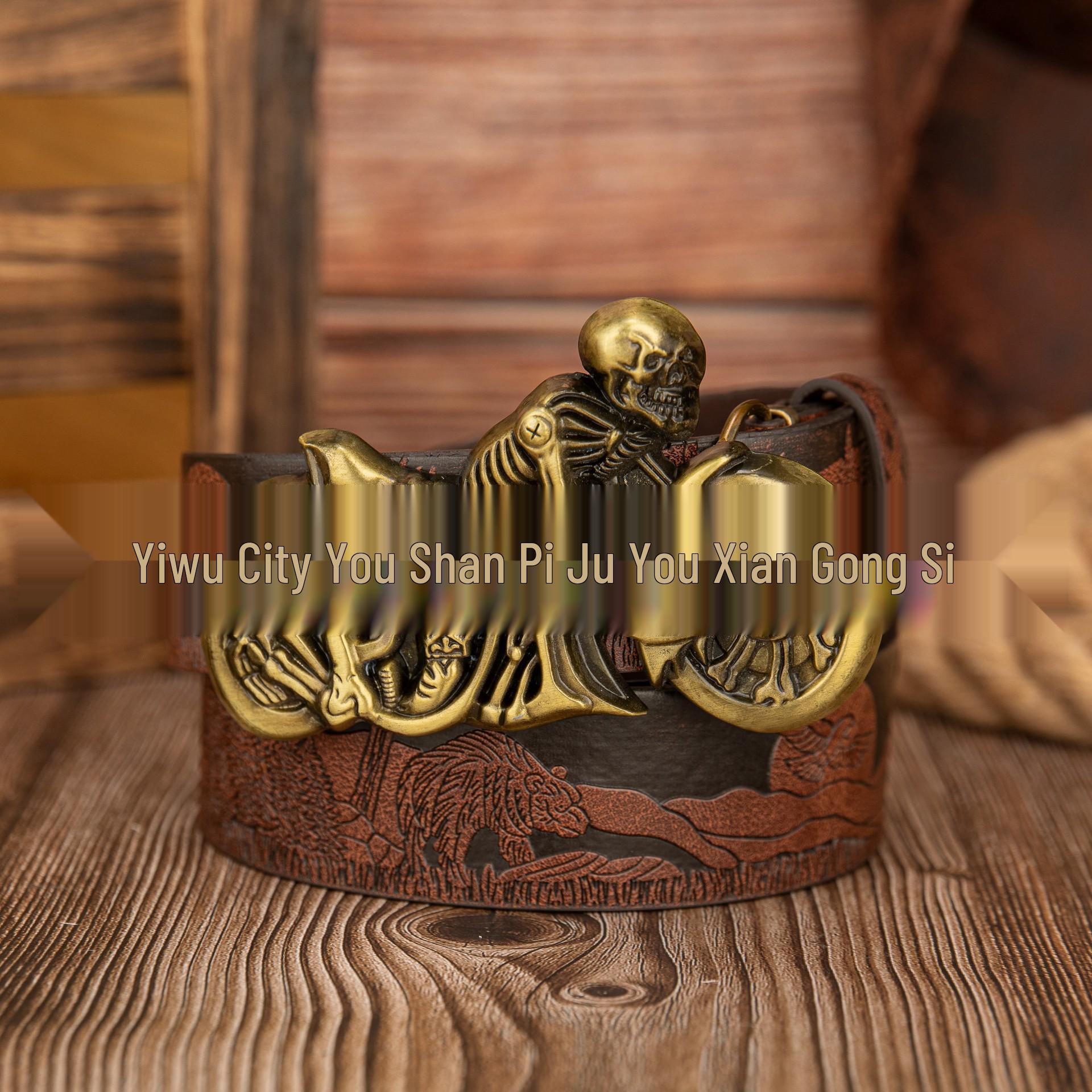 Trendy PU Leather Belt with Punk Skull Motorcycle Buckle 120cm коричневый